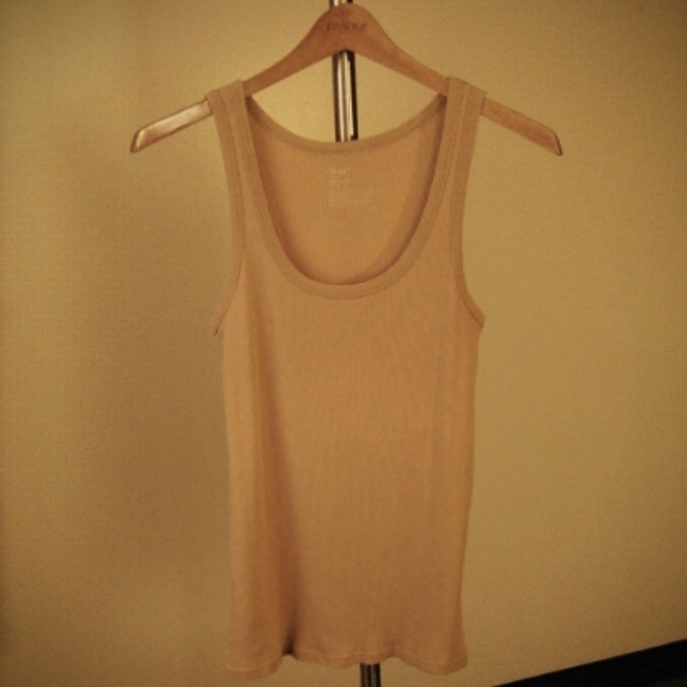 Gap Favourite Light Brown Ribbed Knit Scoop Neck Cotton Tank Top Size M